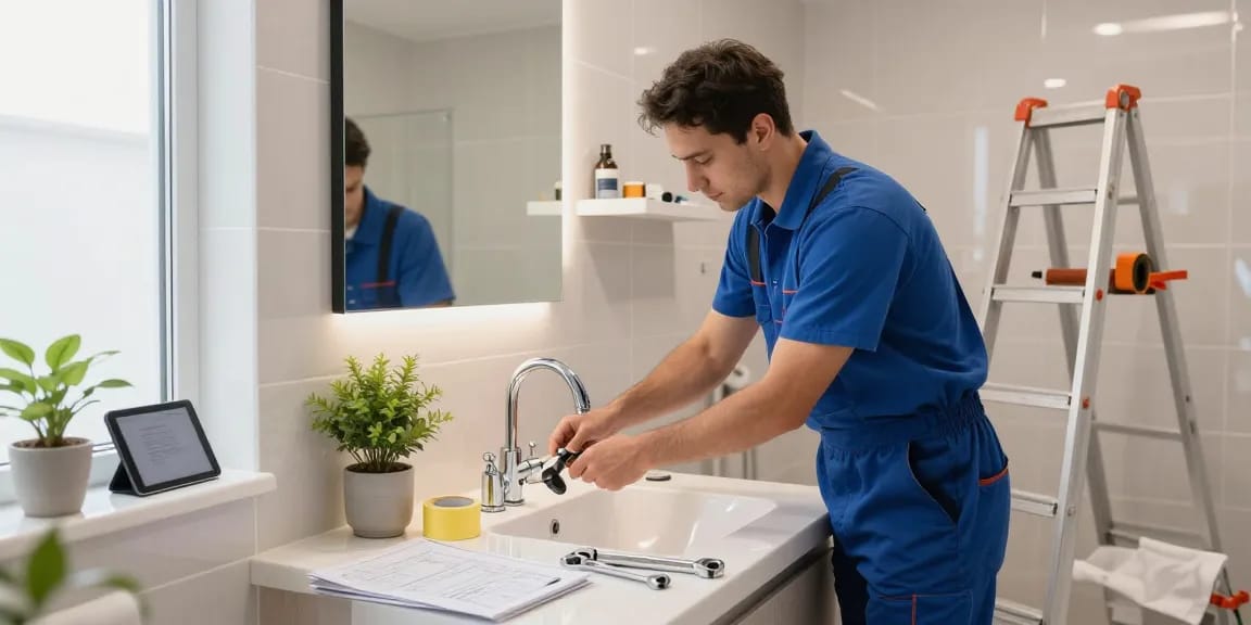 Plumbing services toronto installation by a professional plumber in a modern bathroom setting.